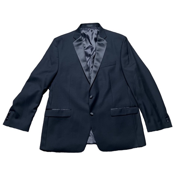 Ralph Lauren Satin Lapel Tuxedo Jacket Blazer Mens Size 46R Black Wool - Picture 1 of 13